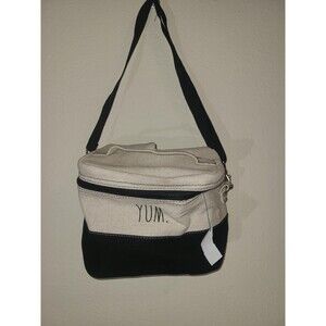 Rae Dunn YUM Bag Beige/Black Insulated Lunch Tote School/Work Cooler Bag